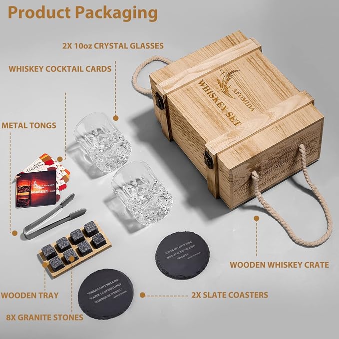 Whiskey Stones Set for Men Husband Dad Boyfriend Him for Birthday Wedding Anniversary Valentine's Day Drinking Gifts for Father's Day Housewarming, Special Present for Liquor Bourbon Scotch