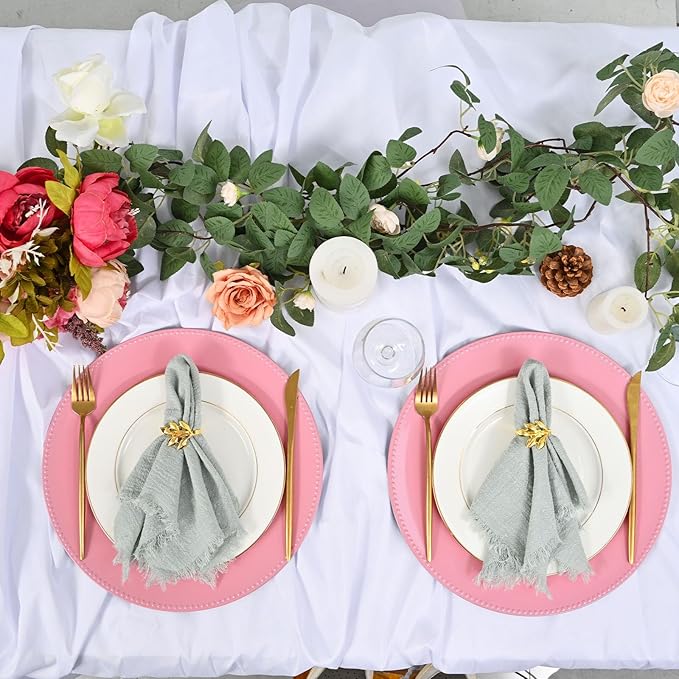36 Pcs Pink Charger Plates, 13 Inch Round Plastic Chargers for Dinner Plates, Elegant Wedding Plate Charger Bulk, Reusable Chargers Serving Plates for Wedding Party Event Tabletop Decoration