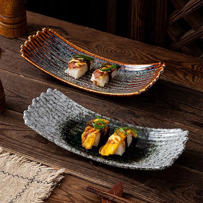 Sauce Dish Underglaze Creative Kiln Change Glaze Snack Plate Long Snack Fruit Plate Dip Plate Appetizer Plate Snack Plate(D)