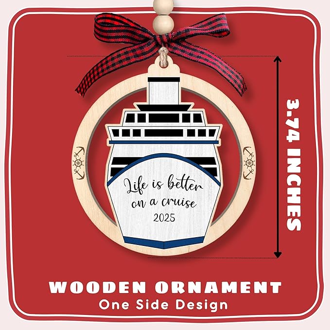 Cruise Ship Ornament - Travel Ornaments for Christmas Tree - Travel Christmas Ornament - Cruise Ship Gifts - Wood Hanging Ornament