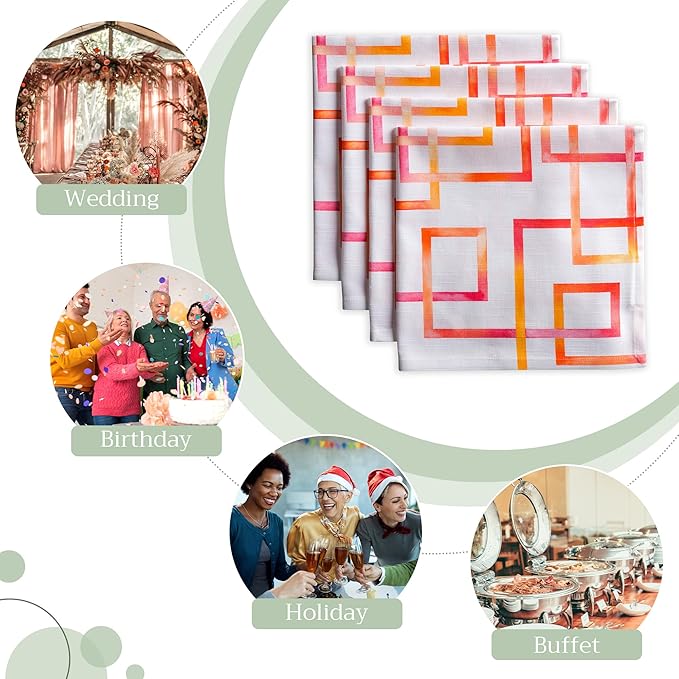 Maison d' Hermine Cloth Napkins Set of 4 100% Cotton Everyday Reusable Square Napkins Cloth Washable, Dinner, Party, Wedding, Restaurant, Spring/Summer (Summer Maze, 20" x 20")