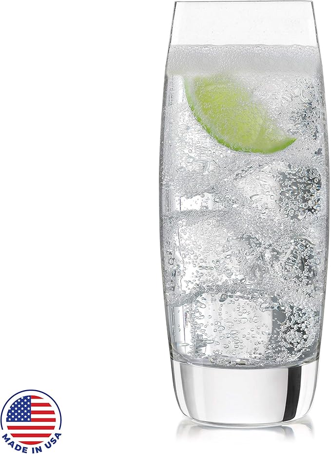 Libbey Signature Kentfield Glass Tumbler Set of 8, Elegant Heavy Base Glass Tumblers with Wide Rim, Tapered 16 oz Drinkware Set for Water and Drinks