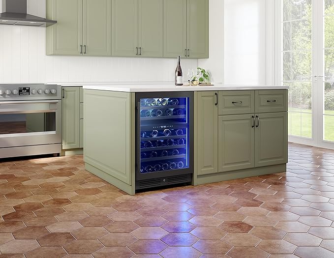 Zephyr PRW24C02C Presrv 24 Inch Wide 45 Bottle Capacity Built-In/Free Standing Dual Zone Wine Cooler with Vibration Dampening System - Black Stainless Steel