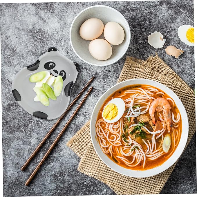 BESTOYARD 2pcs Cute Panda Ceramic Plates Dipping Bowls Appetizer Trays Sushi Soy Sauce Dishes Food Prep Bowls Set
