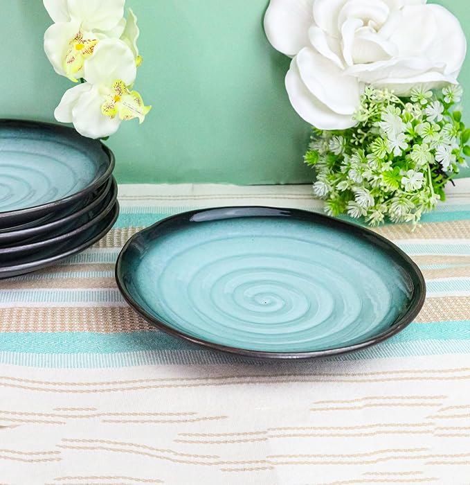 Ebros Gift Blue Sky Stars Artistic Seikai Porcelain Collection Dinnerware Serveware Kitchenware Set Asian Japanese Dining Restaurant Supply (Pack Of 5 Round Dinner Plates 8.75" D)