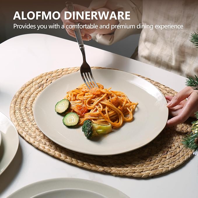 Ceramic Dinnerware Sets-12 Pieces Set, Plates Pasta Bowls Soup Bowls, Modern Stoneware Dishes, Reaction Glaze Black (Sky white)