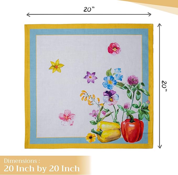 Maison d' Hermine Cloth Napkins Set of 4 100% Cotton Everyday Reusable Square Napkins Cloth Washable, Dinner, Party, Wedding, Restaurant, Spring/Summer (Giverny, 20" x 20")