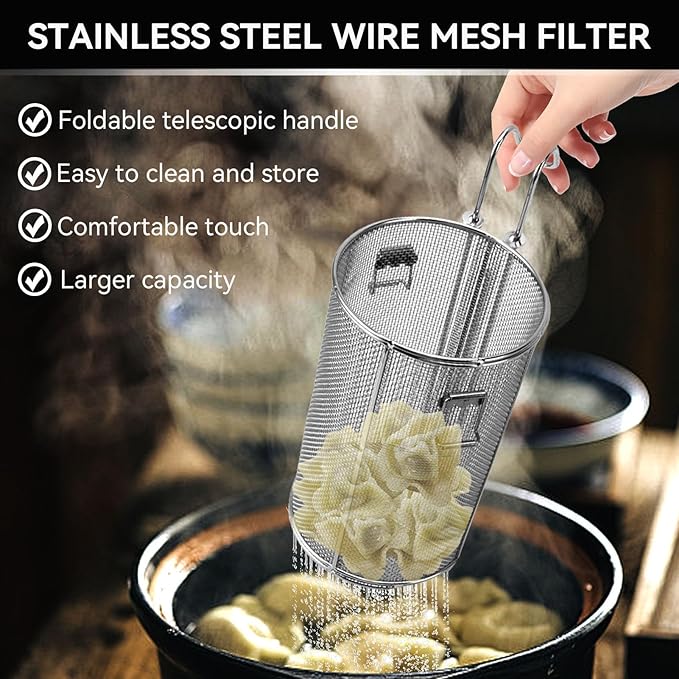 Seasoning Strainer, Stainless Steel Tea Infuser Spice Filter Soup Seasonings Seperation Basket Cooking Spice Filter with Hanging Hook Extra Large Tea Ball Strainer, 5.1 x 10.2 x 8.3in