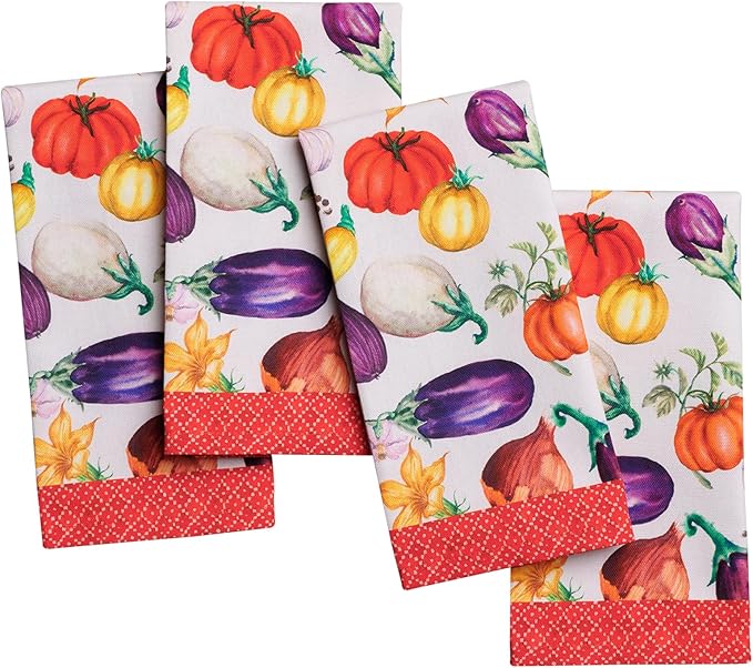 Maison d' Hermine Cloth Napkins Set of 4 100% Cotton Soft & Durable Everyday Reusable Square Napkins Cloth Washable, Dinner, Cocktail Party, Wedding, Restaurant (Ratatouile, 18" x 18")