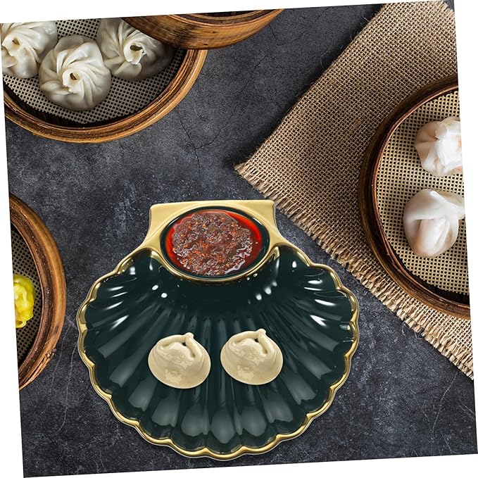 1pc Dumpling Plate Sauce Dish Shell-shaped Dinnerware for Dumplings Sushi French Fries Snacks Fine Workmanship Smooth Polishing for Home Restaurant Use