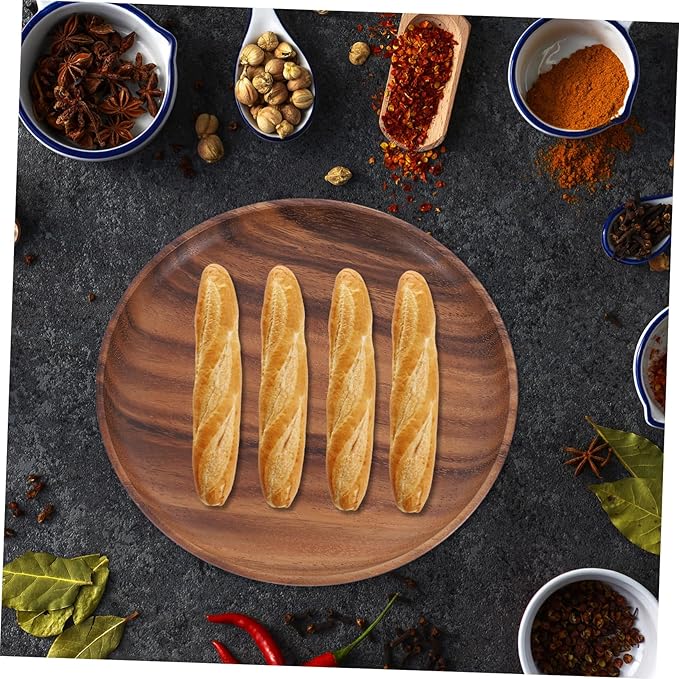 Cabilock Round Cake Tray Serving Platter Craftsmanship Dessert Dish for Tableware Storage Natural Wood Design for Snacks and Dishes