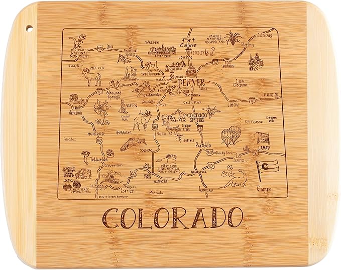 Totally Bamboo A Slice of Life Colorado State Serving and Cutting Board, 11" x 8.75"
