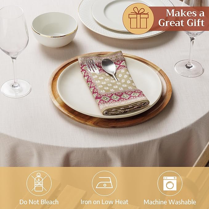 Maison d' Hermine Cloth Napkins Set of 4 100% Cotton Soft & Durable Everyday Reusable Square Napkins Cloth Washable, Dinner, Cocktail Party, Wedding, Restaurant (Manosque, 18" x 18")