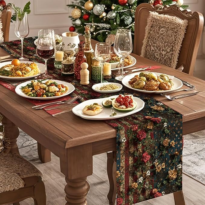 Retro American Flag Table Runner Seasonal Holiday Kitchen Dining Linen Table Decoration for Indoor Outdoor Home Party Decor 13 x 72 Inch