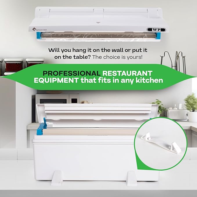 IDL Packaging WP-179D 12" WrapMaster Dispenser for Food Film Rolls, White – Professional Dispenser with Cutter for Home or Commercial Kitchen – Hidden Blade, Smooth and Safe Cutting