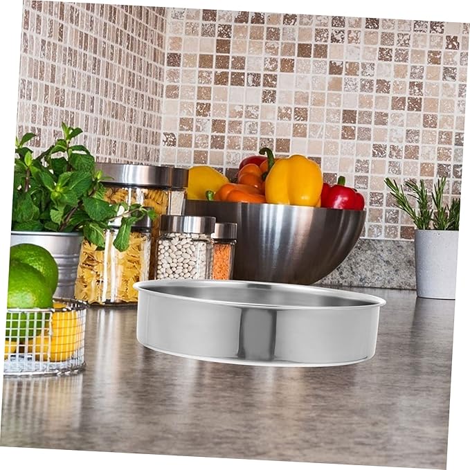 Cabilock 2 pcs Stainless Steel Steaming Plates for Kitchen Supplies Silver Serving Trays for Cold Noodles Cakes Easy to Clean Polished Design Dishwasher Safe
