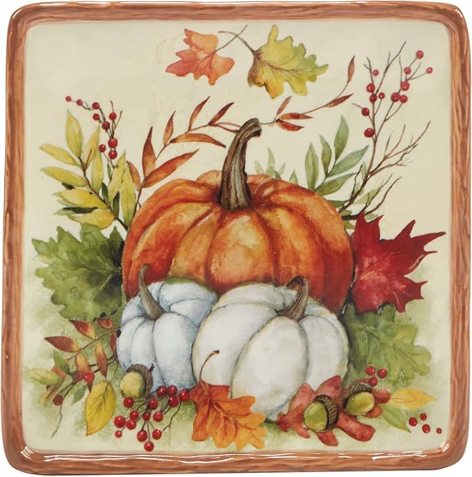 Certified International Harvest Blessings 6" Luncheon/Canape Plate, Multicolor, Small, Set of 4 (Pack of 2)