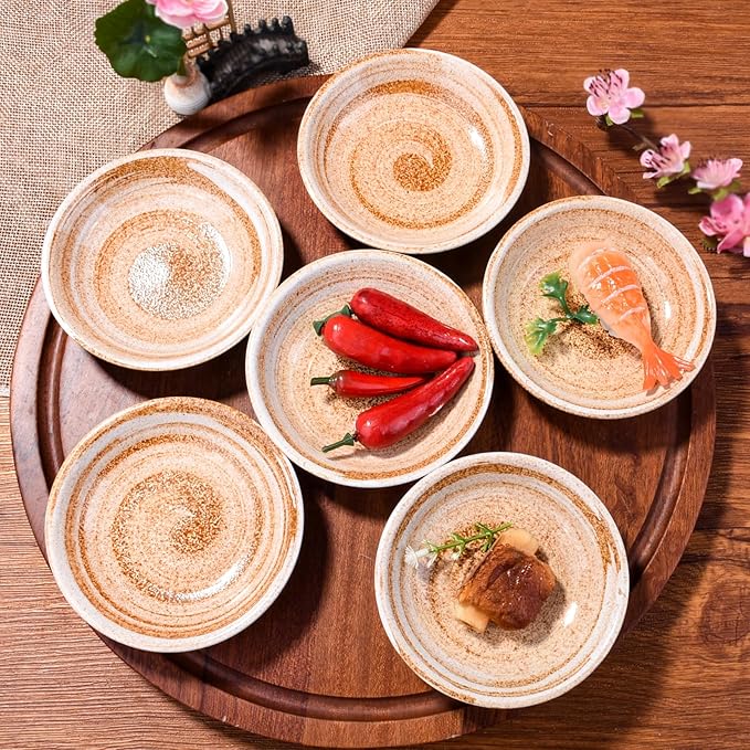 Japanese Ceramic Sauce Dish Set of 6 Porcelain Sushi Dishes Sauce Cups for Dipping (6)