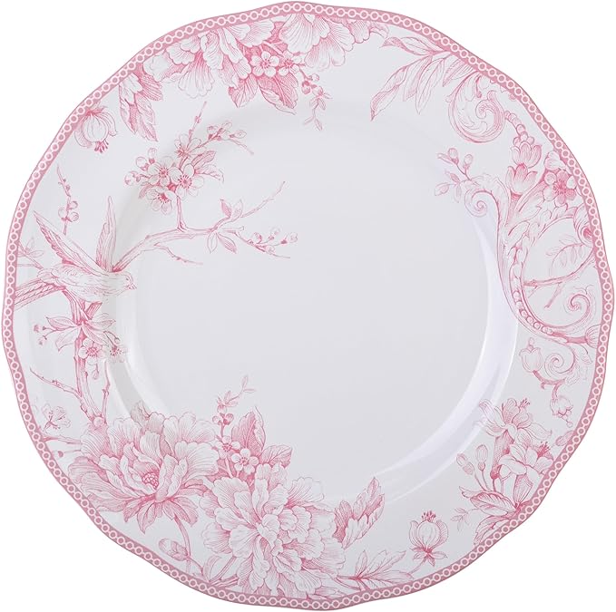 222 Fifth Adelaide Blush 12-Piece Pink Porcelain Dinnerware Set – Service for 4, Plate & Bowl Set, White with Pink Floral Pattern, for Daily Dining & Entertainment, Microwave & Dishwasher Safe