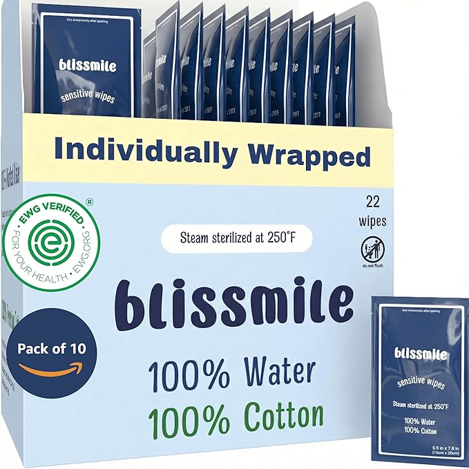 100% Water & Cotton Wet Wipes Travel Size - Individually Wrapped - Fragrance & Preservative-Free for Baby, Women & Sensitive Skin - Gentle Hand, Face, Body & Feminine Care - 220 Count