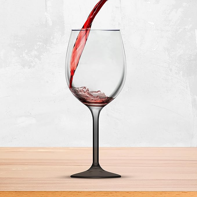 DISCOUNT PROMOS Wine Glasses 14 oz. Set of 6, Bulk Pack - Restaurant Glassware, Perfect for Red Wine, White Wine, Cocktails and More - Black