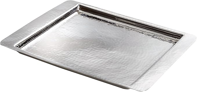 Elegance Square Tray, 10 by 8.5-Inch, Silver