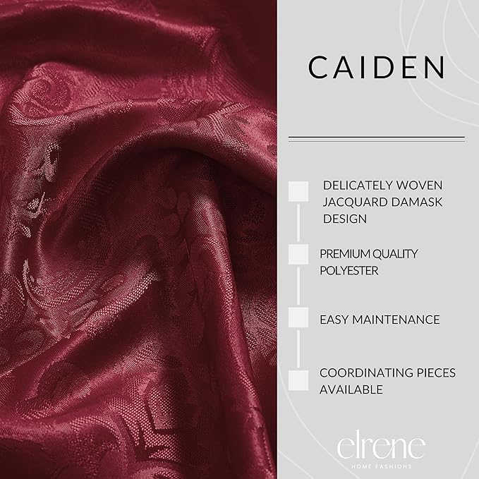 Elrene Home Fashions Caiden Elegance Damask Waterproof, Stain & Wrinkle Resistant Fabric Tablecloth, 52" x 70" Oblong/Rectangle, Cranberry