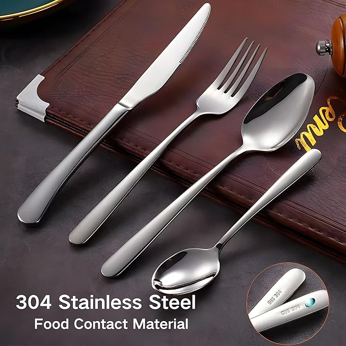 20-Piece Stainless Steel 18/10 Silverware Set for 4 – Heavy Duty, Dishwasher Safe Flatware with Long-Lasting Mirror Shine, Premium Cutlery Tableware for Everyday Dining and Gifting