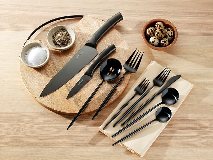 Hampton Forge 894757 Skandia Zephyr Black 45 Piece Flatware Set