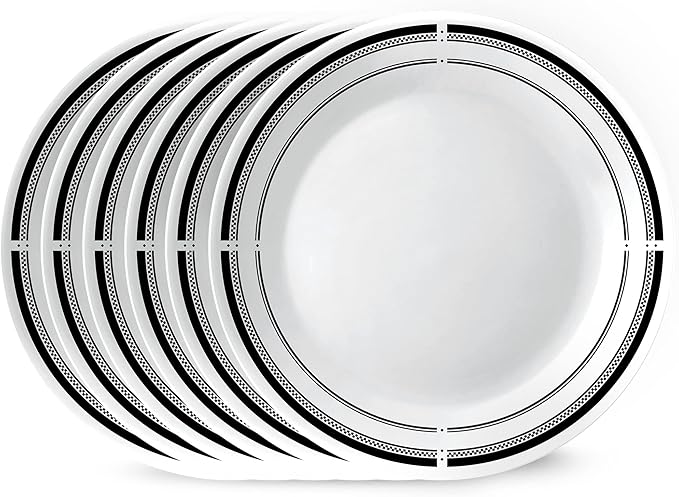 Corelle Vitrelle 10.25" Dinner Plates Set, Triple Layer Glass and Chip Resistant, Lightweight Round Plates, 6-Piece Brasserie