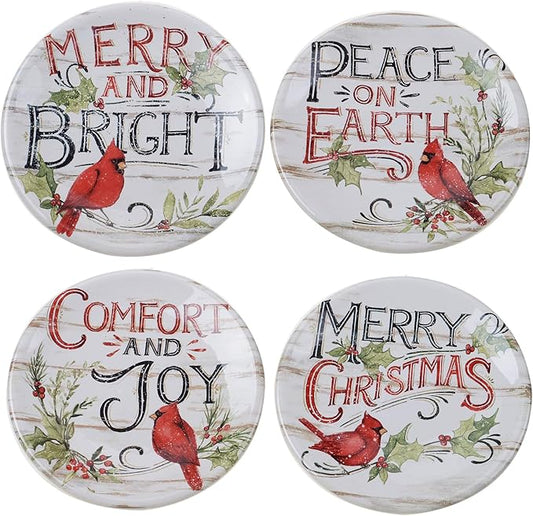 Certified International Evergreen Christmas 6" Canape/Luncheon Plates, Set of 4, Multicolored, Large
