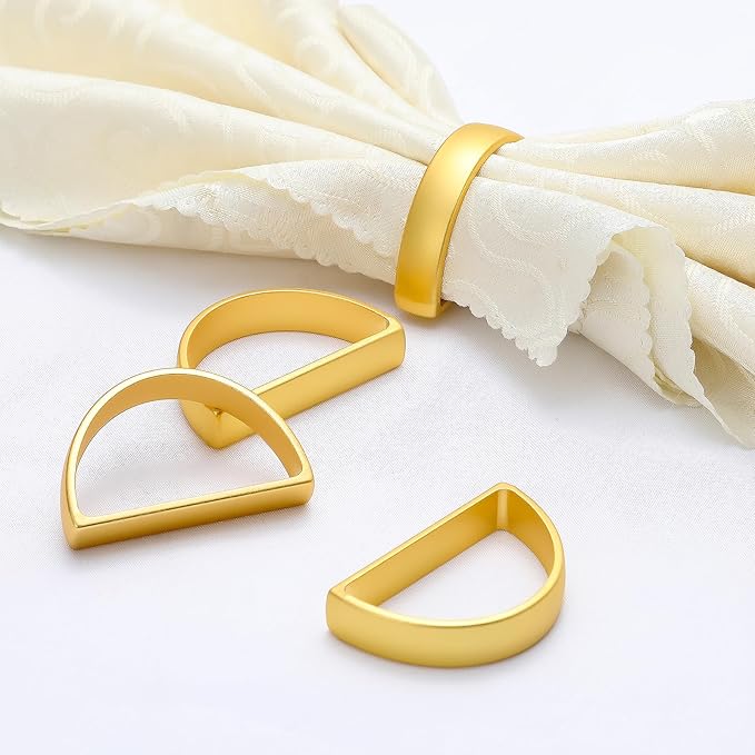 KPOSIYA Napkin Rings Set of 72, Matte Gold Napkin Rings Bulk for Table Settings, D-Shape Napkin Holders Rings for Dinner Table Decor, Easter, Fall,Thanksgiving, Christmas, Party,（Matte Gold,72 pcs）