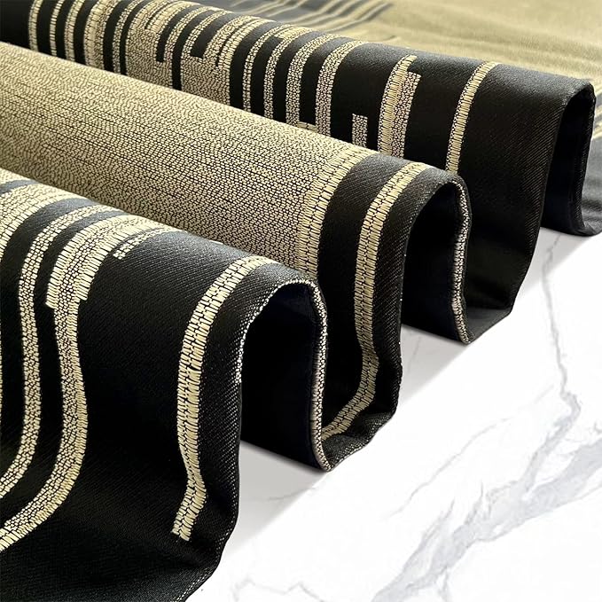Black Table Runner 72 Inches Long Handmade Embroidery Modern Abstract Striped Pattern with Ring Stylish Tassels for Home Living Room Bedroom Dinner Room Kitchen Art Decor Thanksgiving