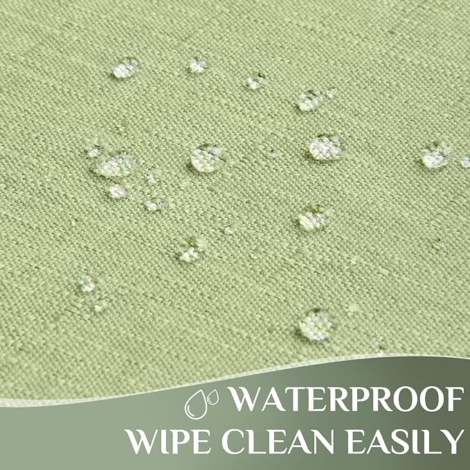 Rectangle Table Cloth Linen Farmhouse Stainproof Waterproof Washable Polyester Oblong Rectangular Fabric Table Cover for Kitchen Dining Dinner(Mint Green/60x84 Inch)
