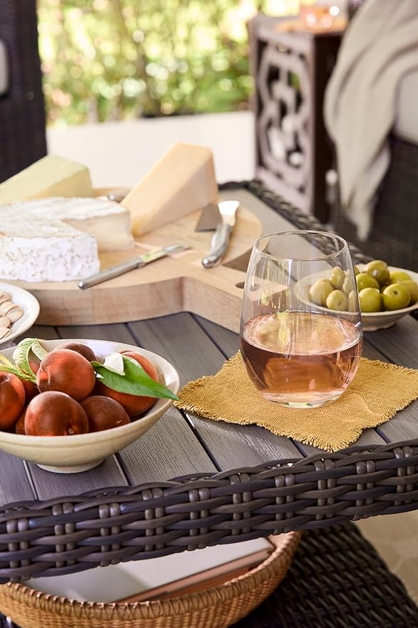 Martha Stewart Farrow 18 OZ Large Stemless 4 Pack Multipurpose Wine Glasses Set for Red or White Wine