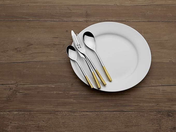 Mikasa Duval Gold Lines 18.0 Forged Stainless Steel 16 Piece Cutlery Set, Service For 4