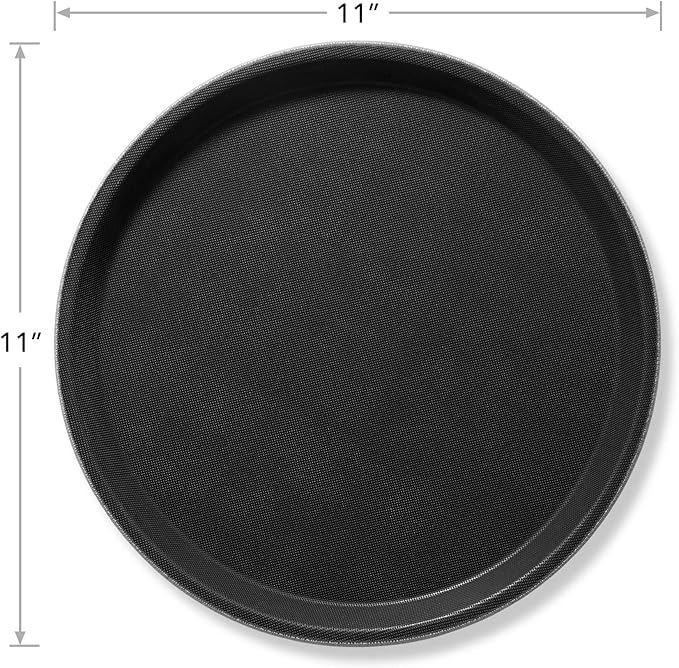 Jubilee (Set of 4) 11" Round Restaurant Serving Trays, Black - NSF Certified Non-Slip Food Service Tray