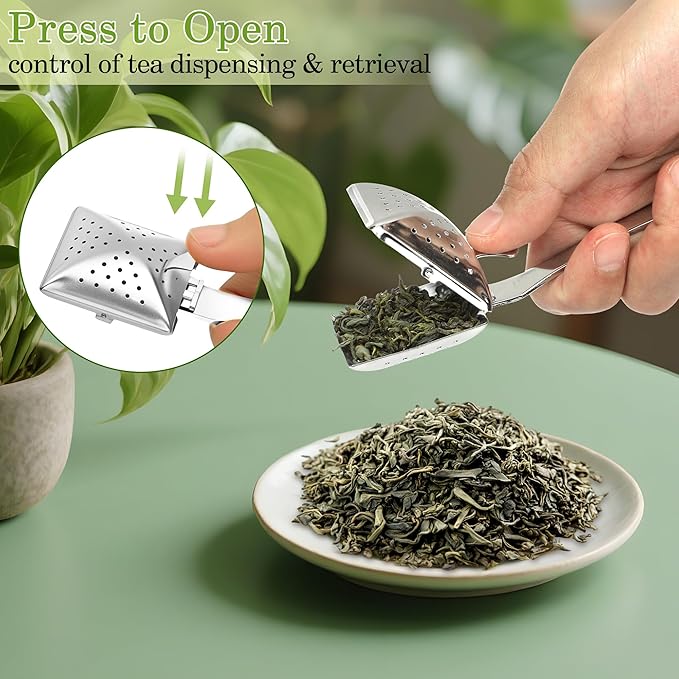 2PCS Stainless Steel Tea Infuser Filter, Fine Mesh Tea Interval Diffuser Strainer Creative Square Tea Holder Steeper with Long Handle for Teawear Accessories Father's Day Gift,Silver