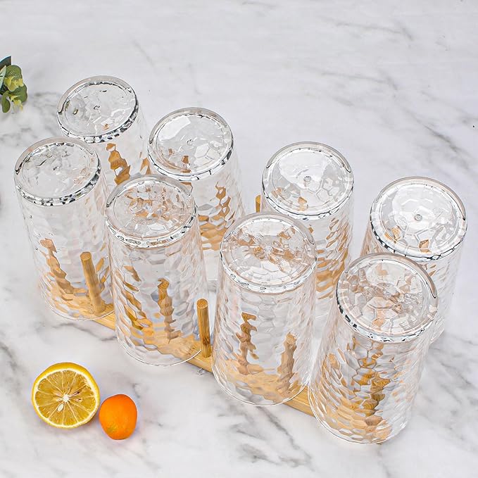 AKMQYM BPA-Free Plastic Tumblers 8 Pack (8x22oz) | Reusable Dishwasher Safe | Stackable Shatterproof Cups | Plastic Drinkware & Drinking Tumblers for Restaurant, Home, Party