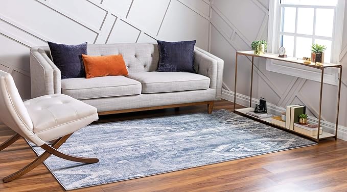 Rugs.com Oregon Collection Rug – 10' x 14' Light Slate Blue Low-Pile Rug Perfect for Living Rooms, Large Dining Rooms, Open Floorplans