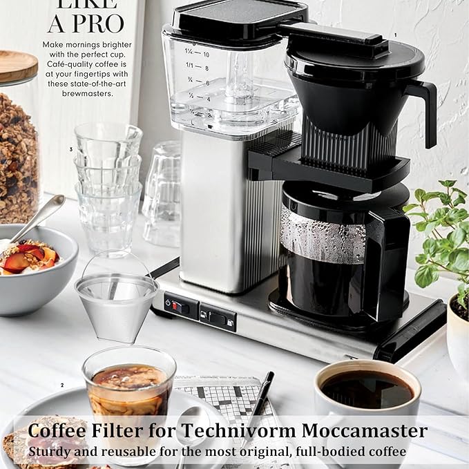 #4 Coffee Filter, Coffee Filter Compatible with Technivorm Moccamaster KBGV and KBT Coffee Machines, Reusable Metal Filters.