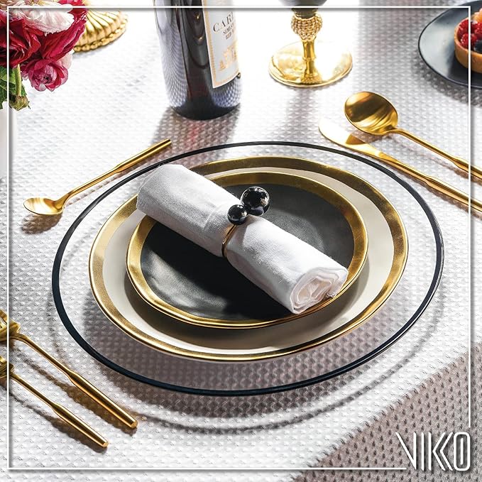 Vikko Modern Gold Silverware Set: Unique Brushed Gold Flatware Set - Satin Matte - 18/10 stainless steel flatware For Upscale Dining and Entertaining- 20 Piece Cutlery Set - Service for Four (4)