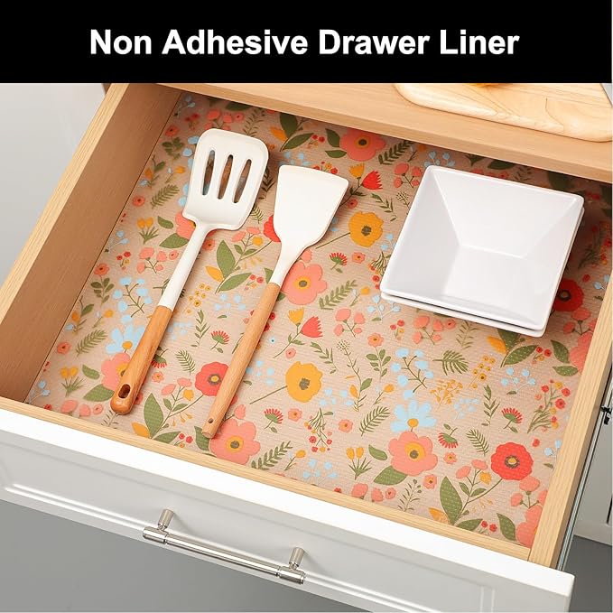 Cooyes Shelf Liner – Premium Non-Adhesive Cabinet & Drawer Liner for Kitchen – Waterproof Shelf Paper with Modern Pattern – Durable EVA Cabinet Mat – Easy to Cut (23.6" W x 360" L)