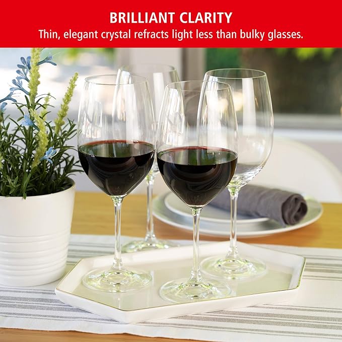 Spiegelau Salute Bordeaux Wine Glasses, Crystal Clear Drinking Glasses for Red Wine, Elegant Stemmed Glassware, Home Bar, Dinner Party, Wedding Gifts, Hosting Essentials, 25 oz, Set of 4