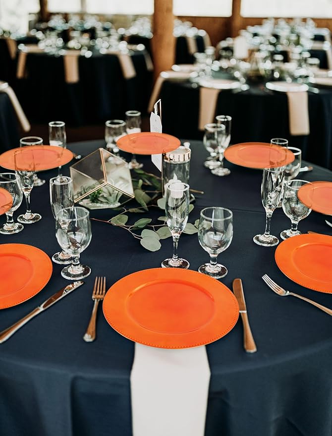 36 Pcs Orange Charger Plates Round Charger Plates13 Inch Bulk Wedding Dinner Elegant Reusable Plastic Chargers Plates Wedding Holiday Party Baby Shower Event Decoration (Orange)