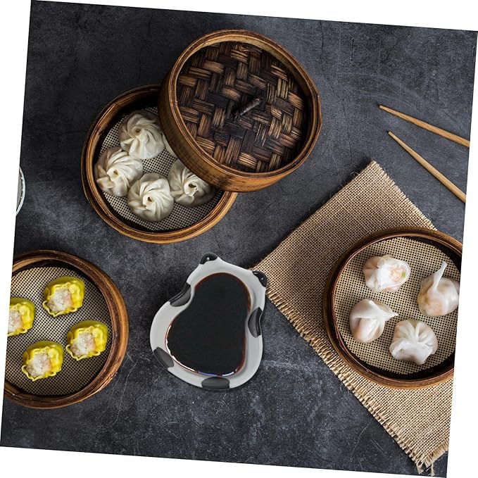 BESTOYARD 2pcs Cute Panda Ceramic Plates Dipping Bowls Appetizer Trays Sushi Soy Sauce Dishes Food Prep Bowls Set
