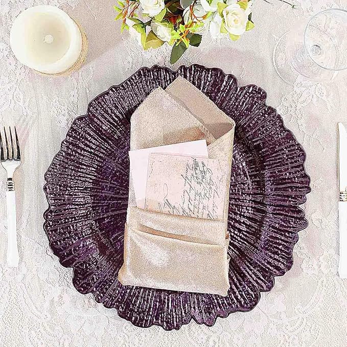13" Charger Plates - Set of 24 - Acrylic Purple Round Reef Disposable Chargers, Ideal for Dinner Party Wedding Holiday Bulk Events