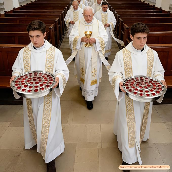Stainless Steel Communion Tray with Lid - 40 Holes Church Communion Supplies Set, Stackable Worship Tray for Church Services, Weddings & Gatherings (Silver, Cups Not Included)