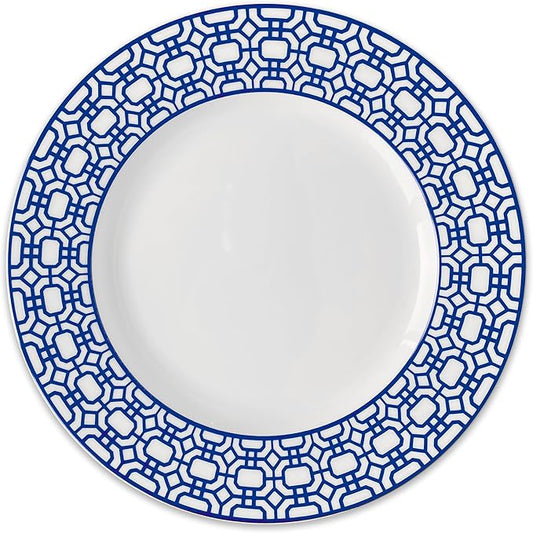 Caskata Newport Garden Gate Dinner Plates Set of 4 | High-Design Lead-Free Porcelain Dinnerware Plate Set | Blue Dinnerware Set | Entertaining Everyday Thanksgiving Wedding or Birthday Gifts | 10.75"