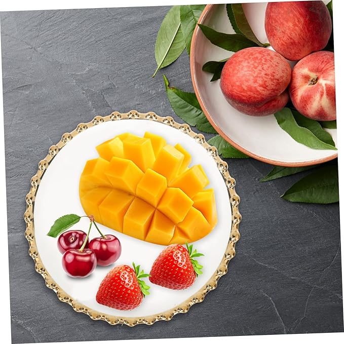Ceramic Plate Gold Rim Decorative Dinnerware Suitable for Western Food Pasta Steak Pizza Salad Bread